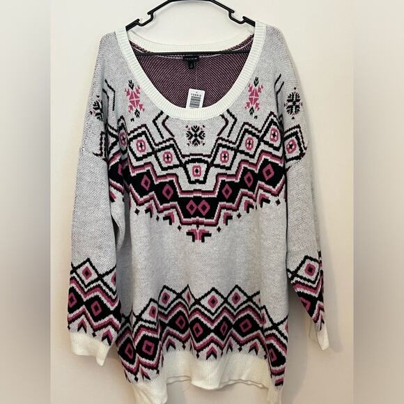 Torrid Ivory Fair Isle Crew Neck Pullover - Picture 4 of 8